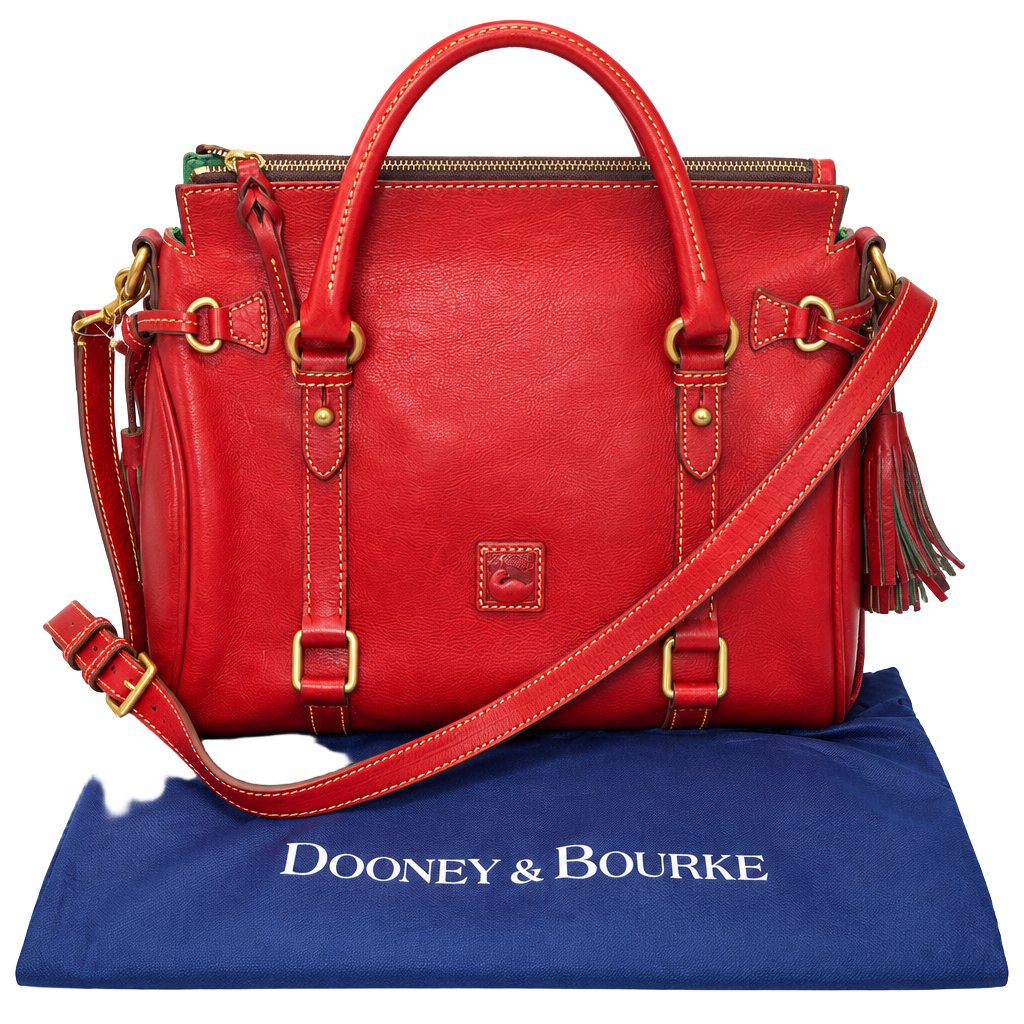 Dooney & Bourke Florentine Red Leather Satchel Tote Bag 1