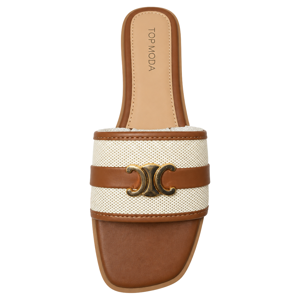 Buy R&B Contrast Trim Flat Sandals In brown 1