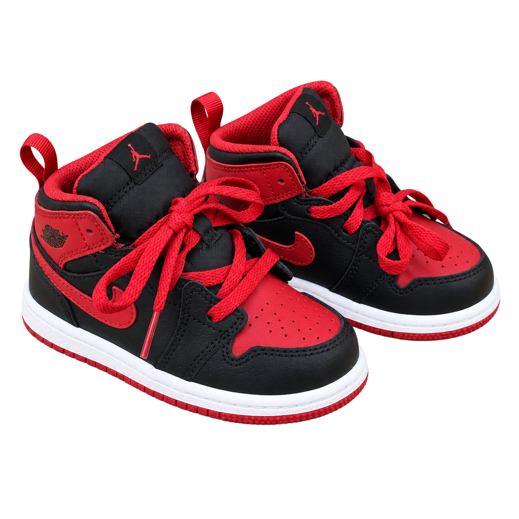 Jordan 1 Mid TD Size 8C Black Fire Red White 1