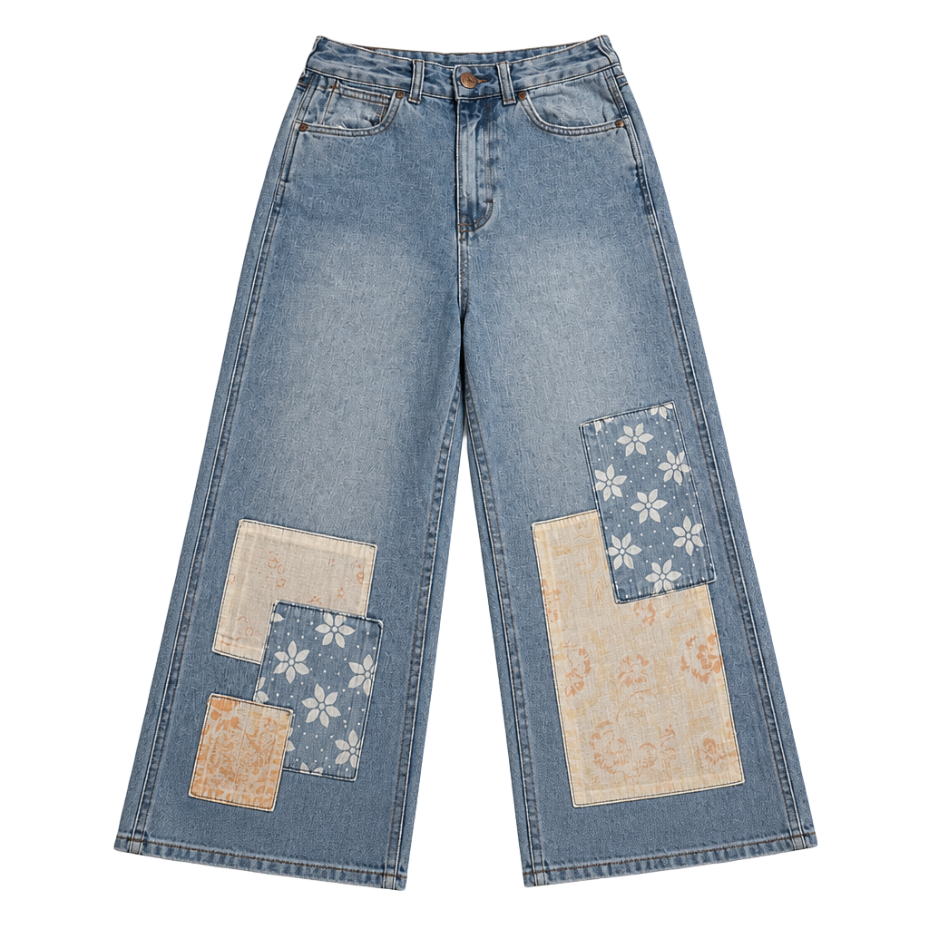 Billabong Wrangler Patchwork Floral Flare Jeans 1