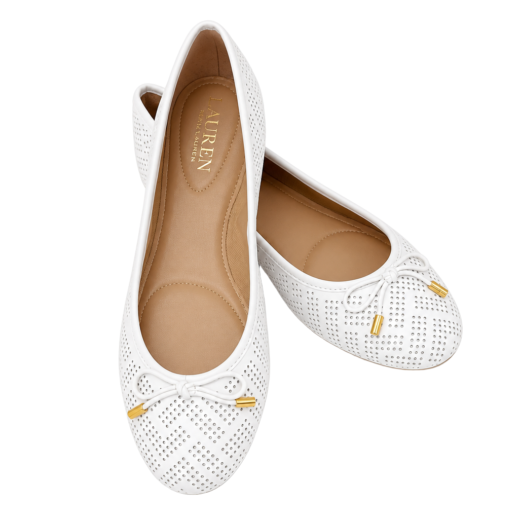 Lauren Ralph Lauren Jayna Perforated Ballet Flats Snow White 6 1