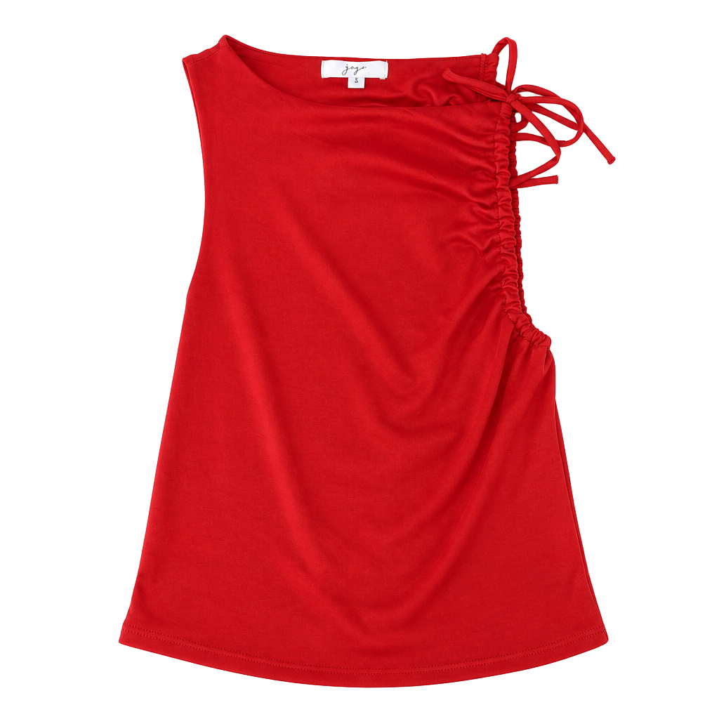 Gaze Red Asymmetrical Tie Detail Tank Top 1