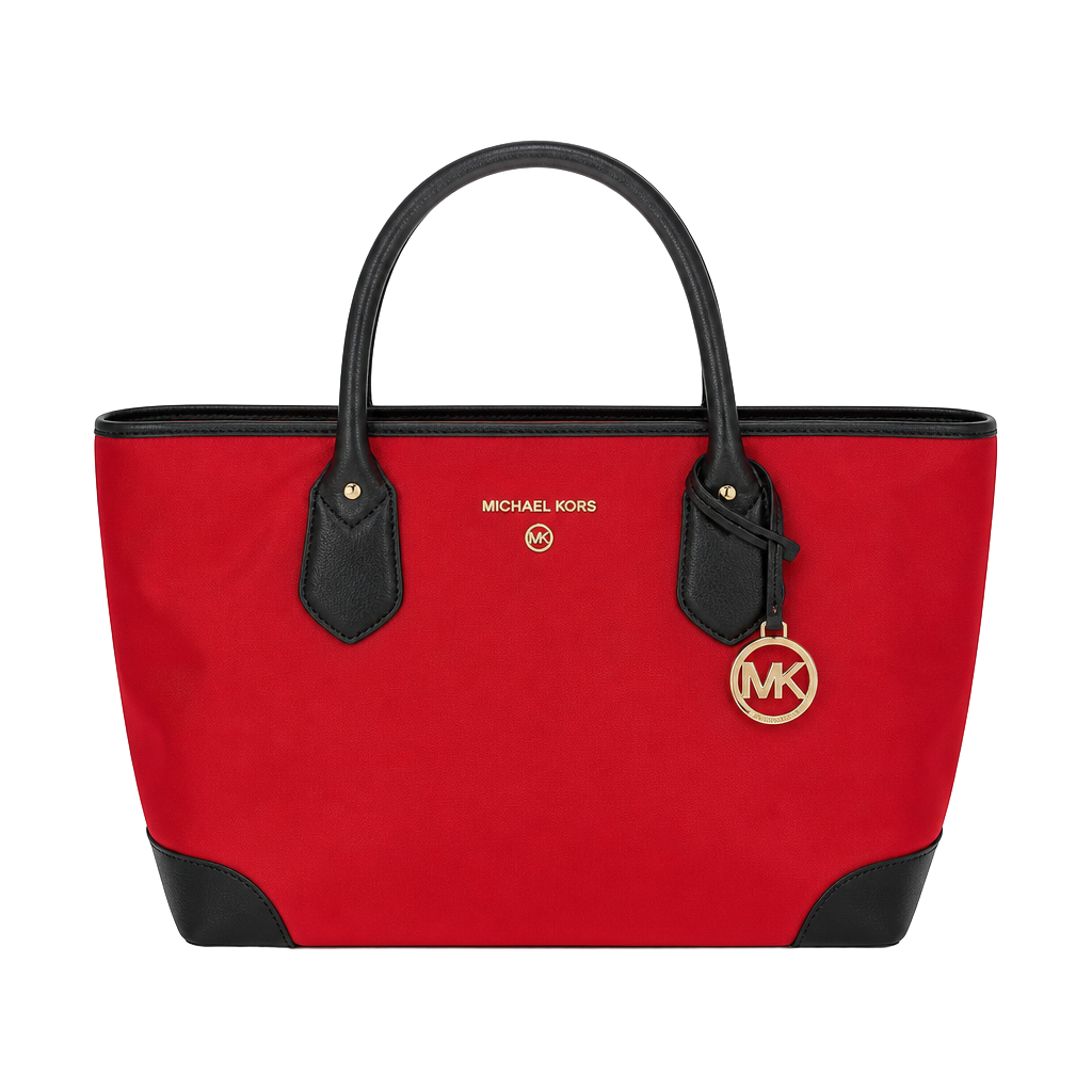 Michael Kors Eva Nylon Tote Bag in Red and Black 1