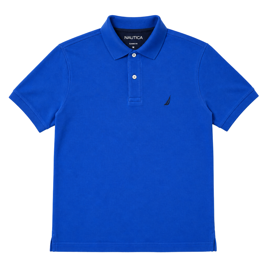Nautica Men's Classic Fit Short Sleeve Pique Polo Shirt Blue Size Medium 1