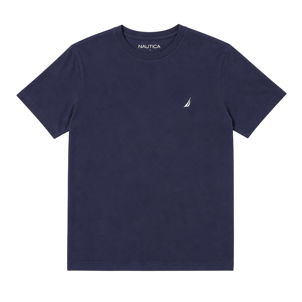 Nautica Men's Navy Blue Short Sleeve Crewneck J-Class Logo Deck T-Shirt 1