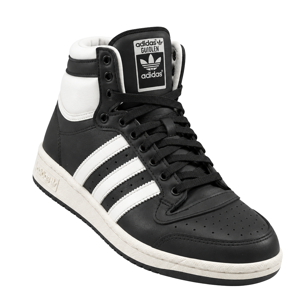 Adidas Top Ten Hi Size 8 Black White Leather Basketball Sneakers 1