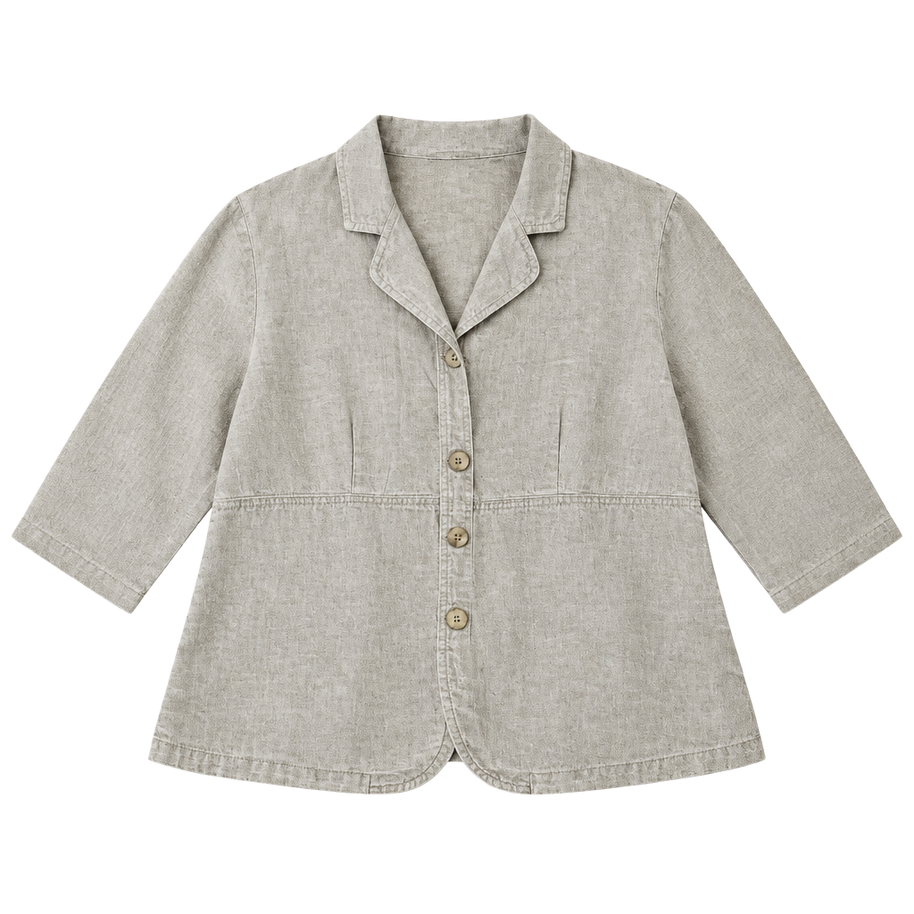 Linen Button Front Jacket Medium Beige 1