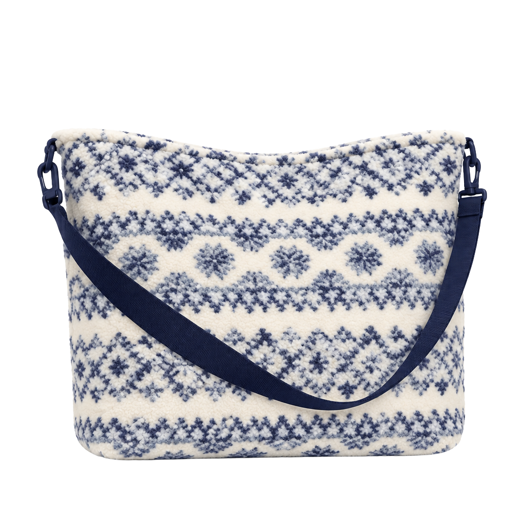 PINK Victoria's Secret Cozy Plush Weekender Bag Blue White Fair Isle 1