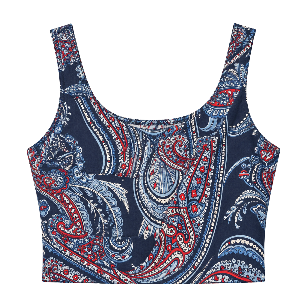 Emma & Michele Slip Dress Size M Blue Red Paisley Cowl Neck 1