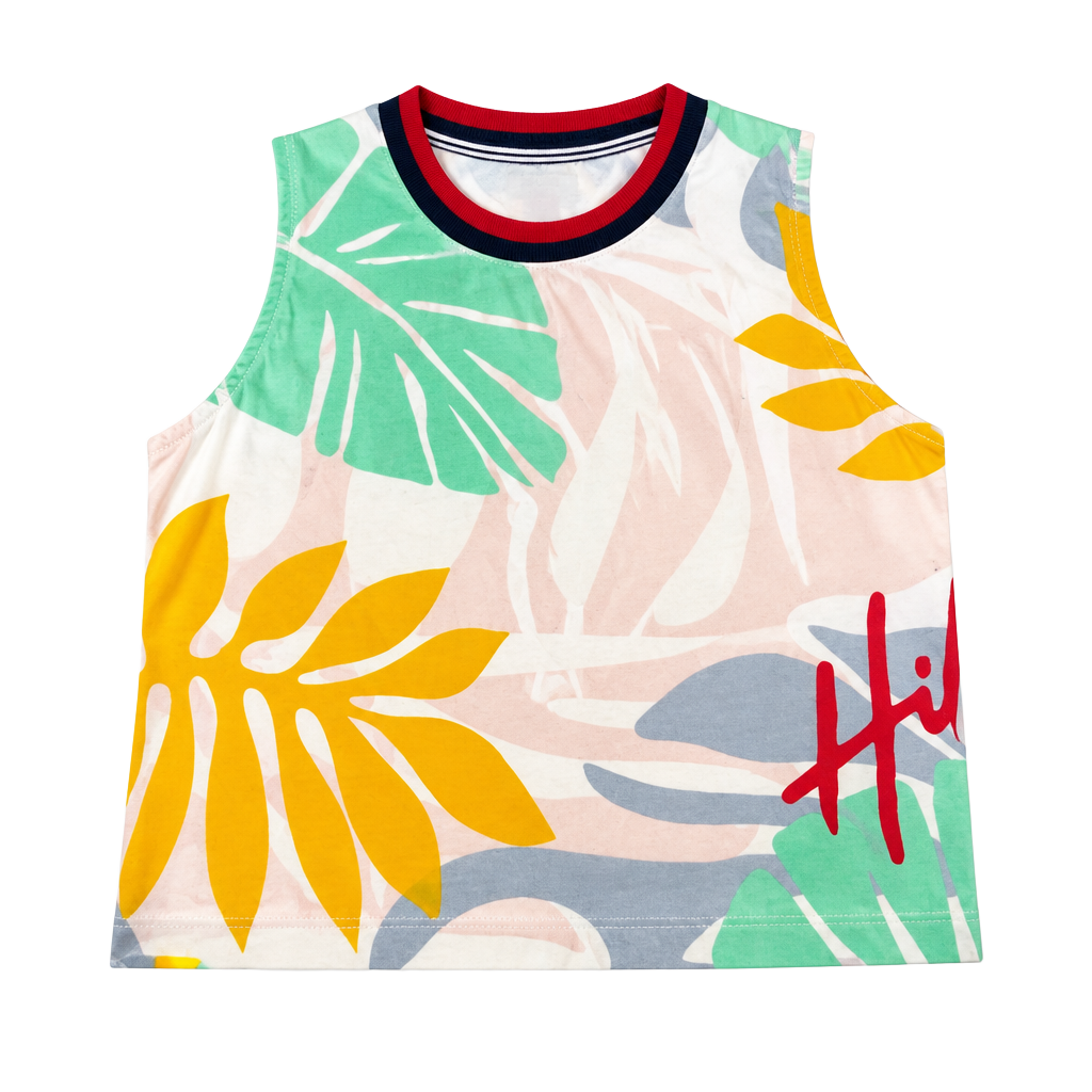 Tommy Hilfiger Denim Tank Top Size M Tropical Print Crop 1