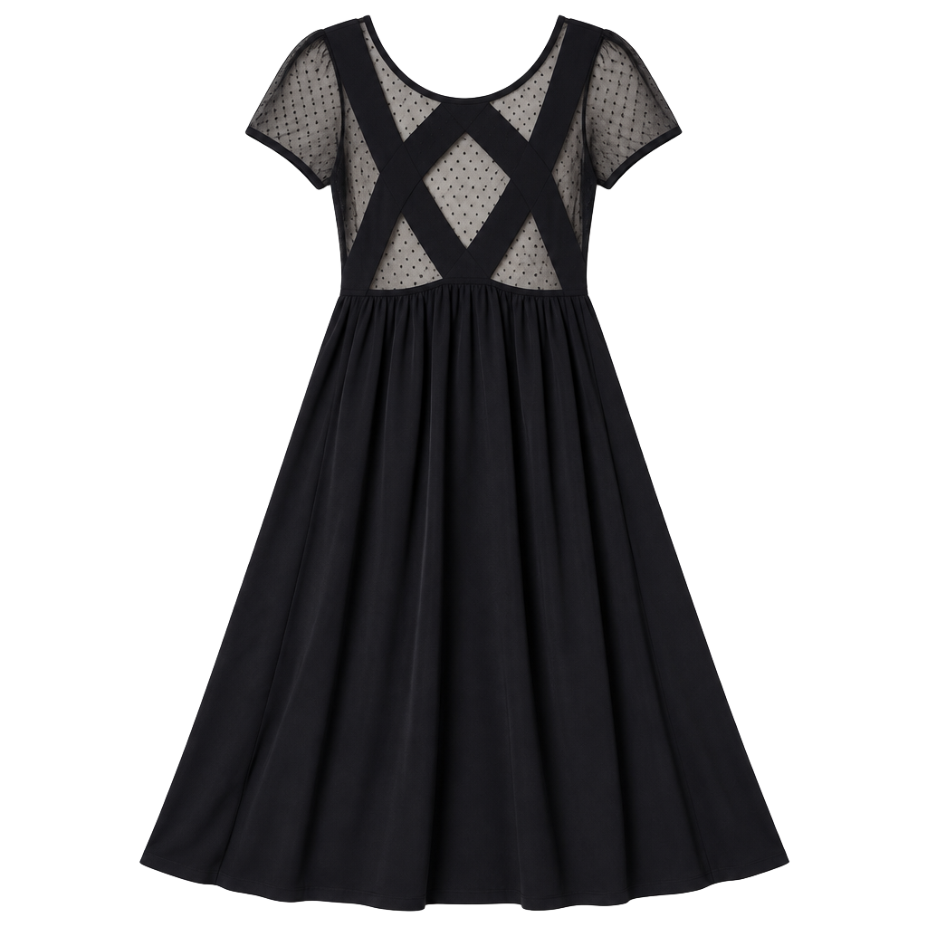 American Eagle Outfitters Dress Size 4 Black Mesh Lace Dot Mini 1