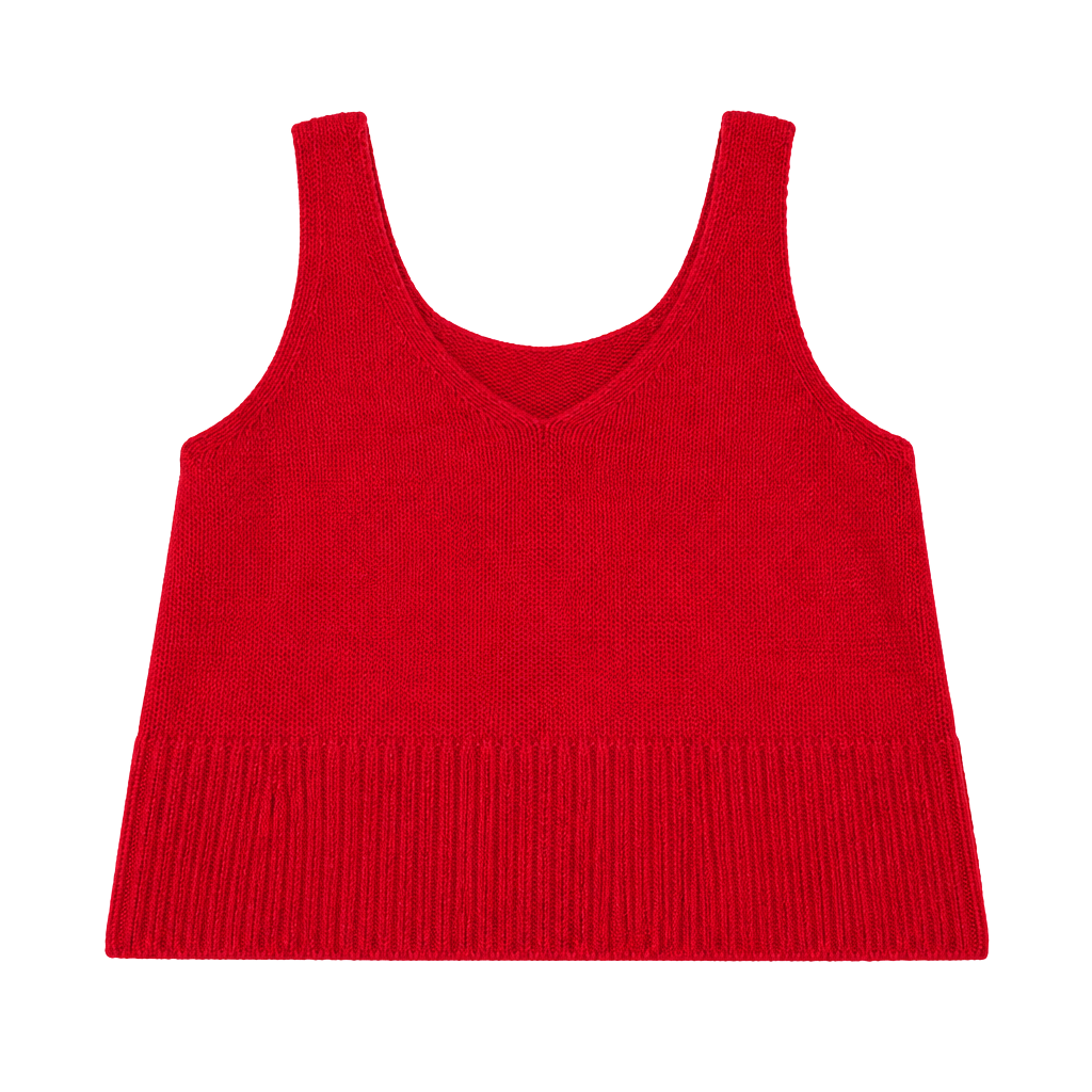 A New Day Sweater Tank Size S Red Fuzzy Knit V-Neck 1