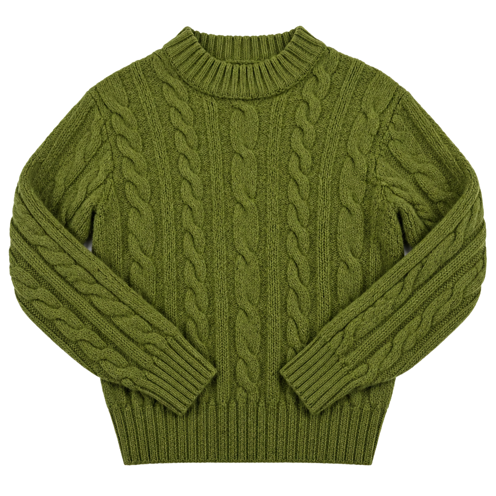 60s-70s Vintage Towncraft Plus by J.C. Penney Olive Green Cable Knit Wool Sweater Size M (OF) *hole 1