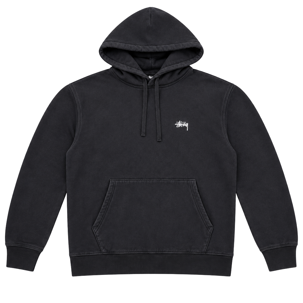 Stussy Basic Logo Hoodie Size L Black Pullover Sweatshirt OF 1