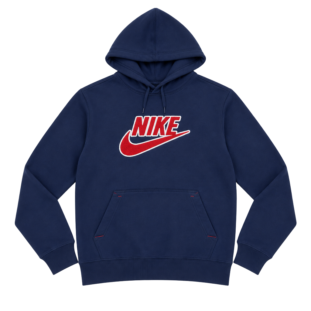 Nike Hoodie Size M Blue Chenille Towel Spellout Logo 1
