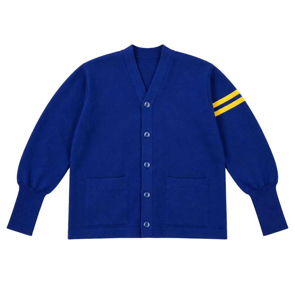 Whiting Vintage Varsity Letterman Cardigan Sweater Blue Wool Stripe 1