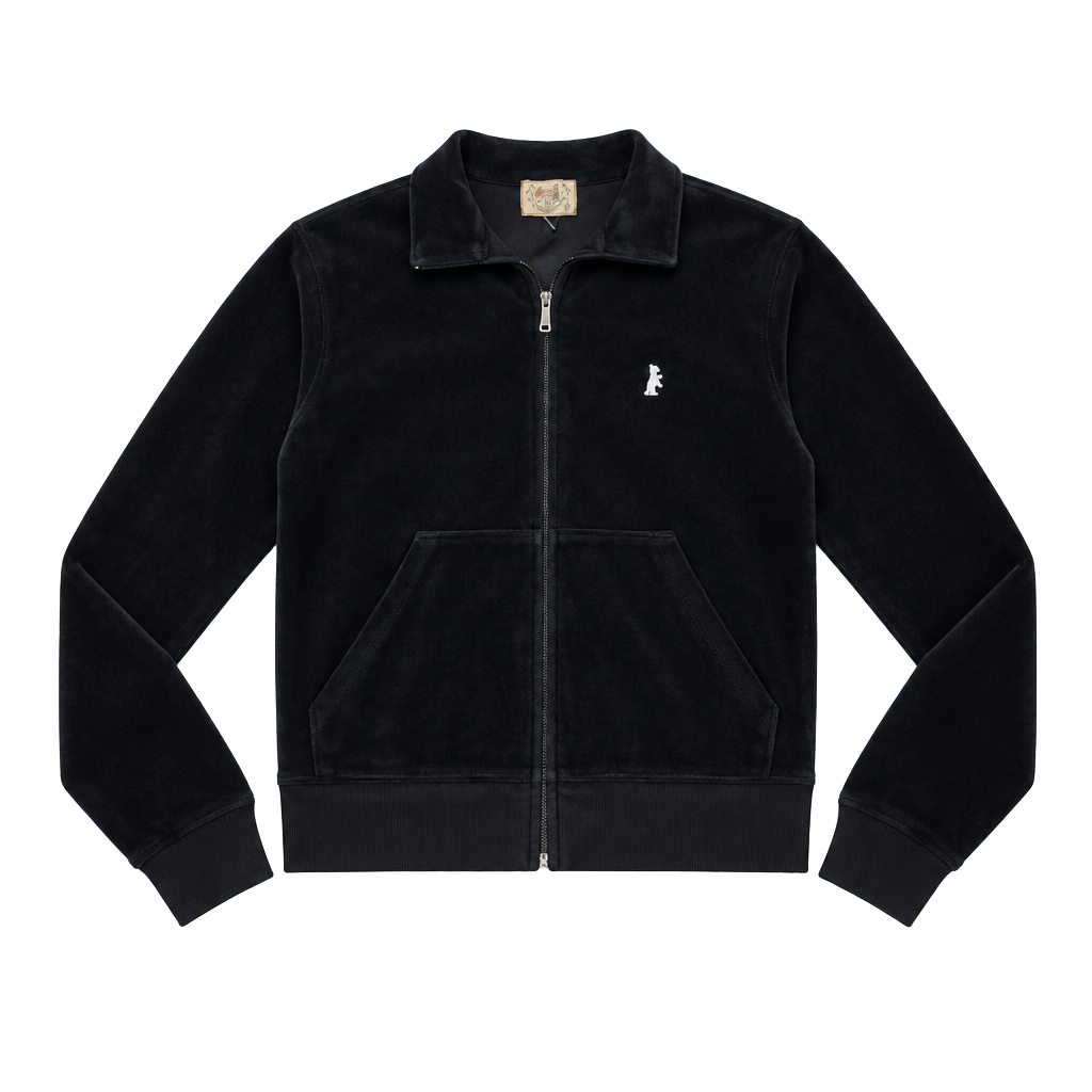 Juicy Couture Full-Zip Velour Track Jacket Size M Black 1