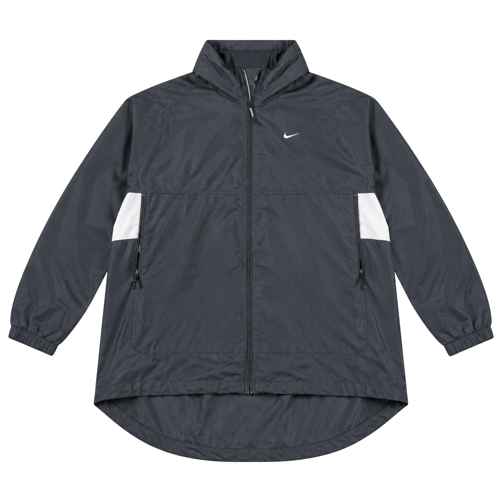 Nike Windbreaker Jacket Size L Black Gray Full Zip Running Y2K 1
