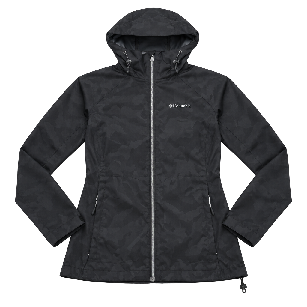 Columbia Switchback III Rain Jacket Size M Black Hooded Windbreaker OF 1