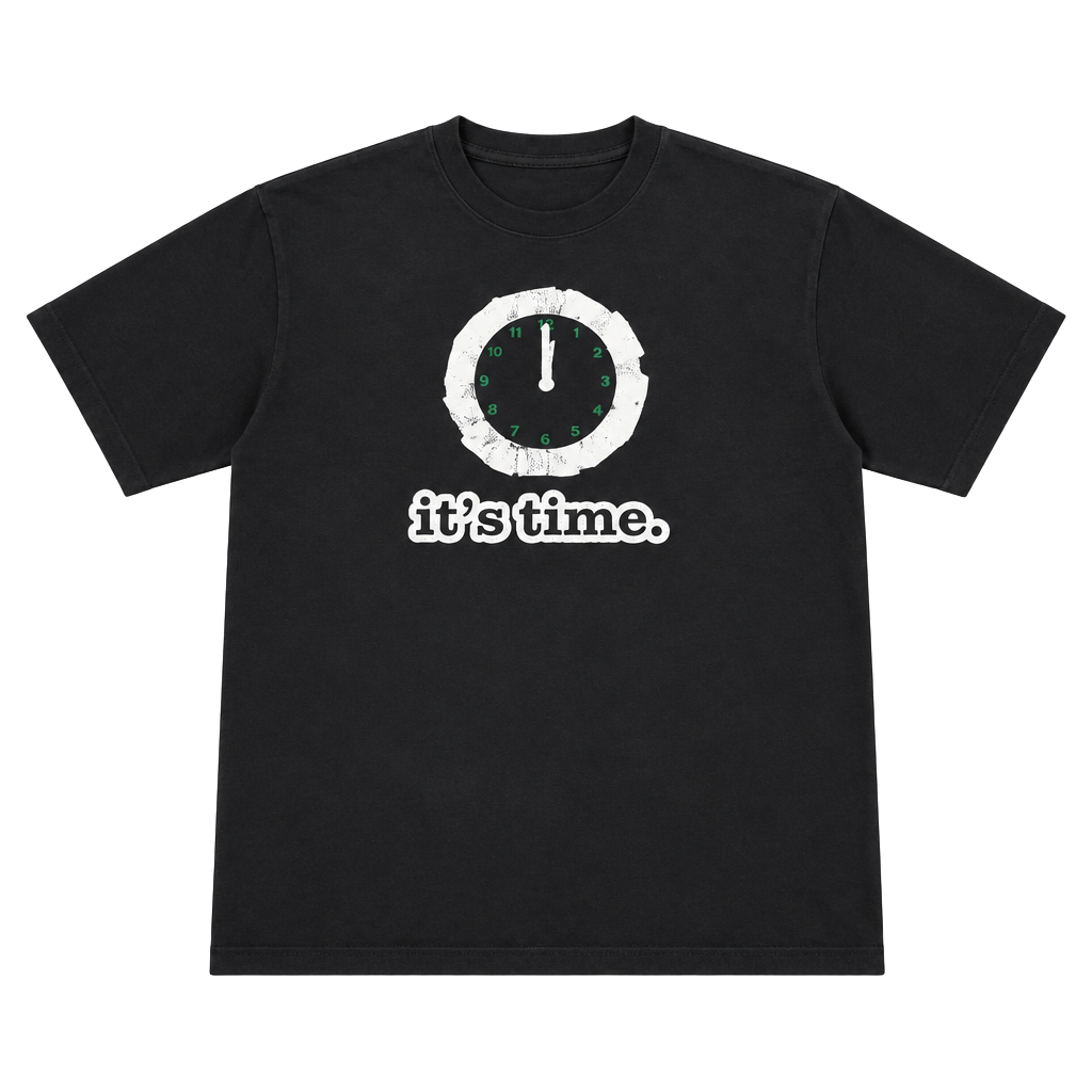 Vintage Nike It's Time T-Shirt Black Graphic Tee Made In USA 1