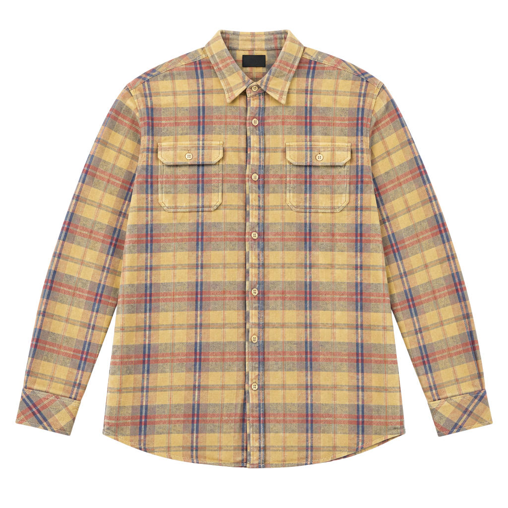 Hurley Plaid Flannel Shirt Size XL Yellow Long Sleeve Button Up OF 1