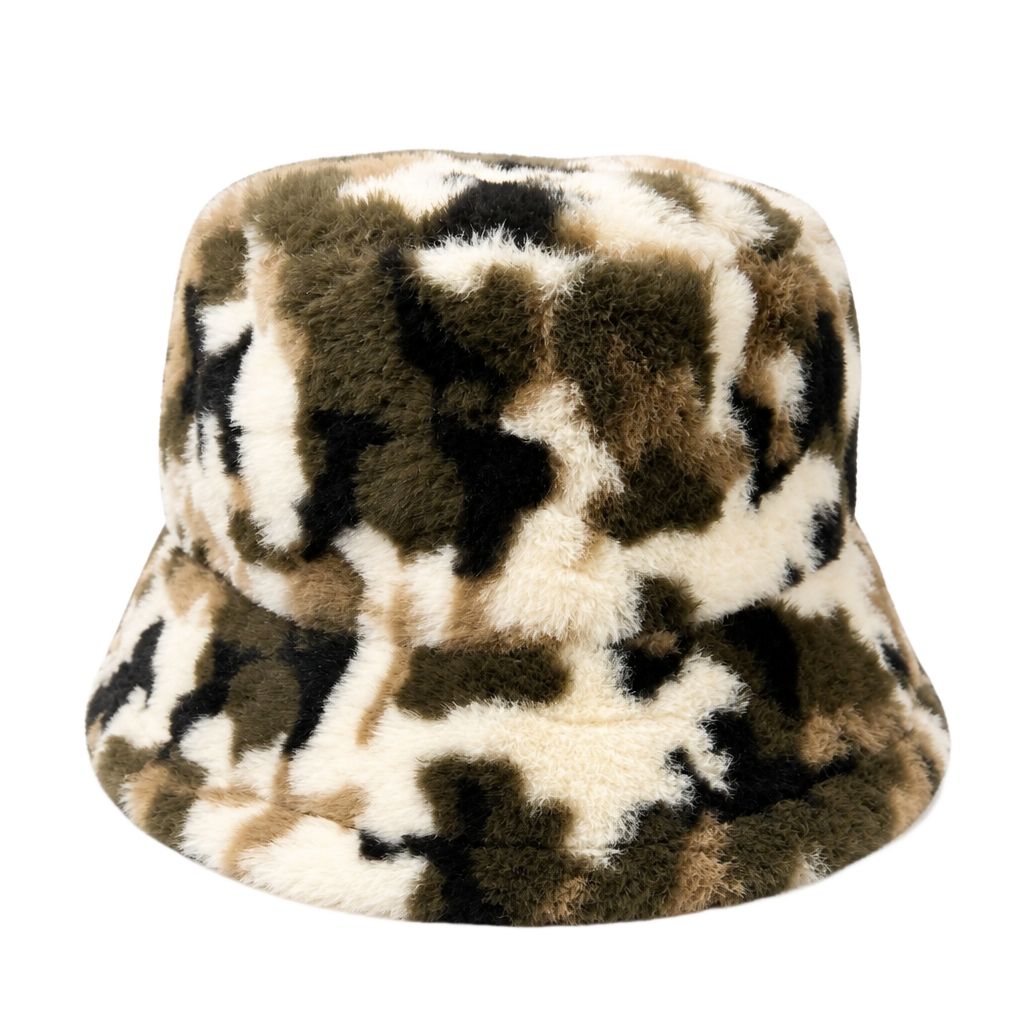 Faux Fur Camouflage Bucket Hat 1