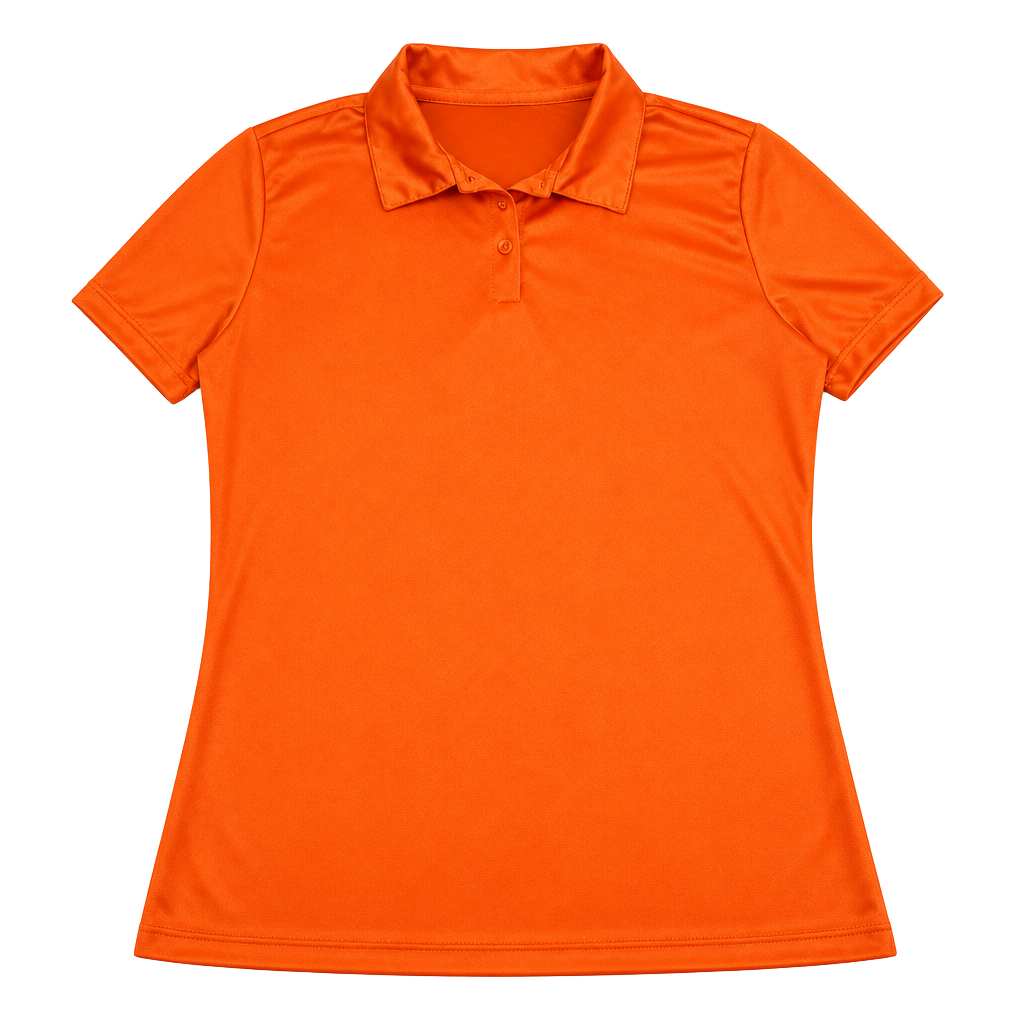 Animal Den Women's Moisture-Wicking Performance Sport Polo in Bright Orange 1