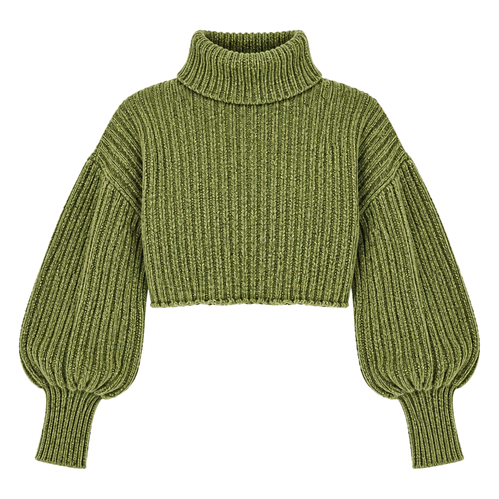 Urban Outfitters cropped cowl neck turtleneck green women’s fall sweater small 1