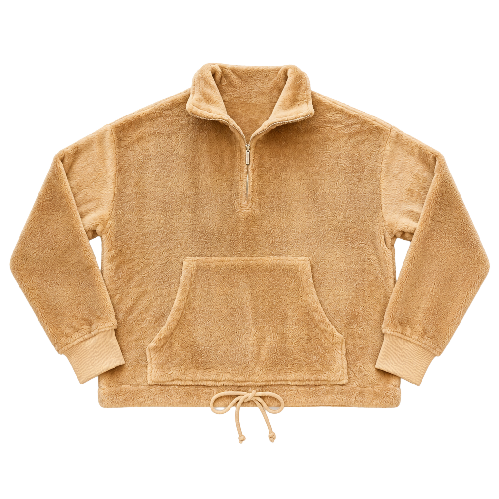 Old Navy Plush Fleece Quarter Zip Pullover Sweatshirt Size XS Tan Women’s 1
