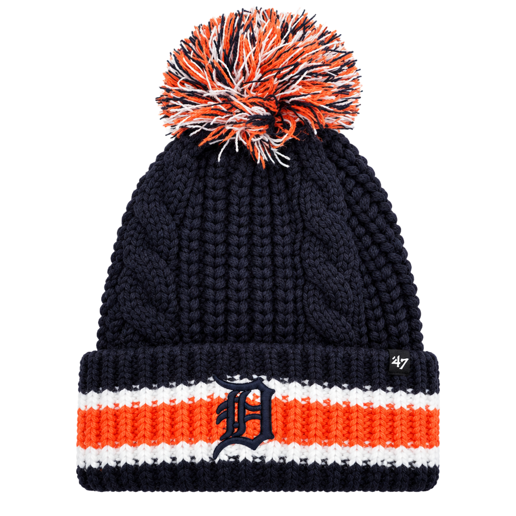 '47 Detroit Tigers Women's Ashfield Cuffed Knit Hat with Pom Navy 1