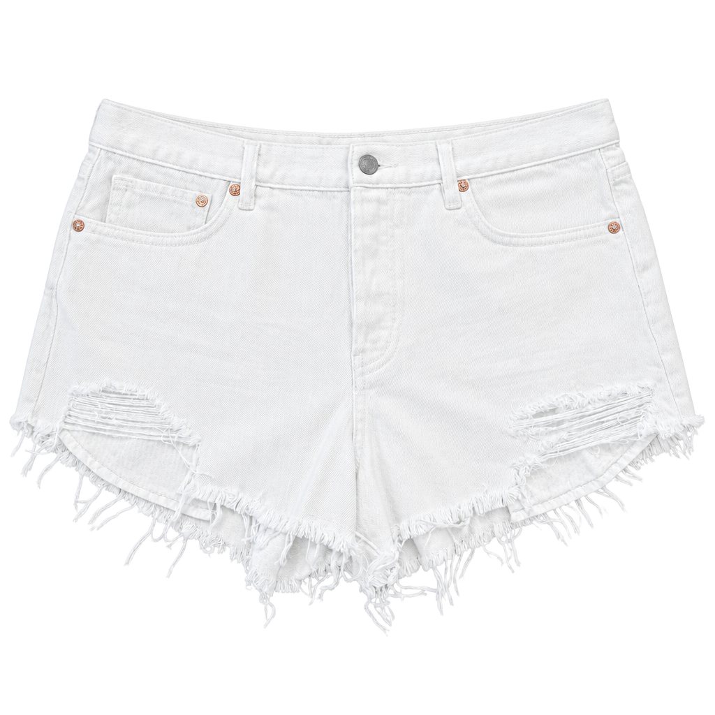 Free People Loving Good Vibrations Cut-Off Denim Shorts Size 31 White 1
