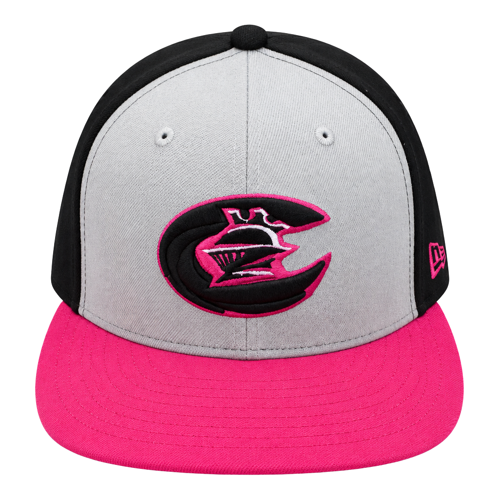 New Era Charlotte Knights 59FIFTY Size 7 1/4 Pink Black Fitted Hat 1