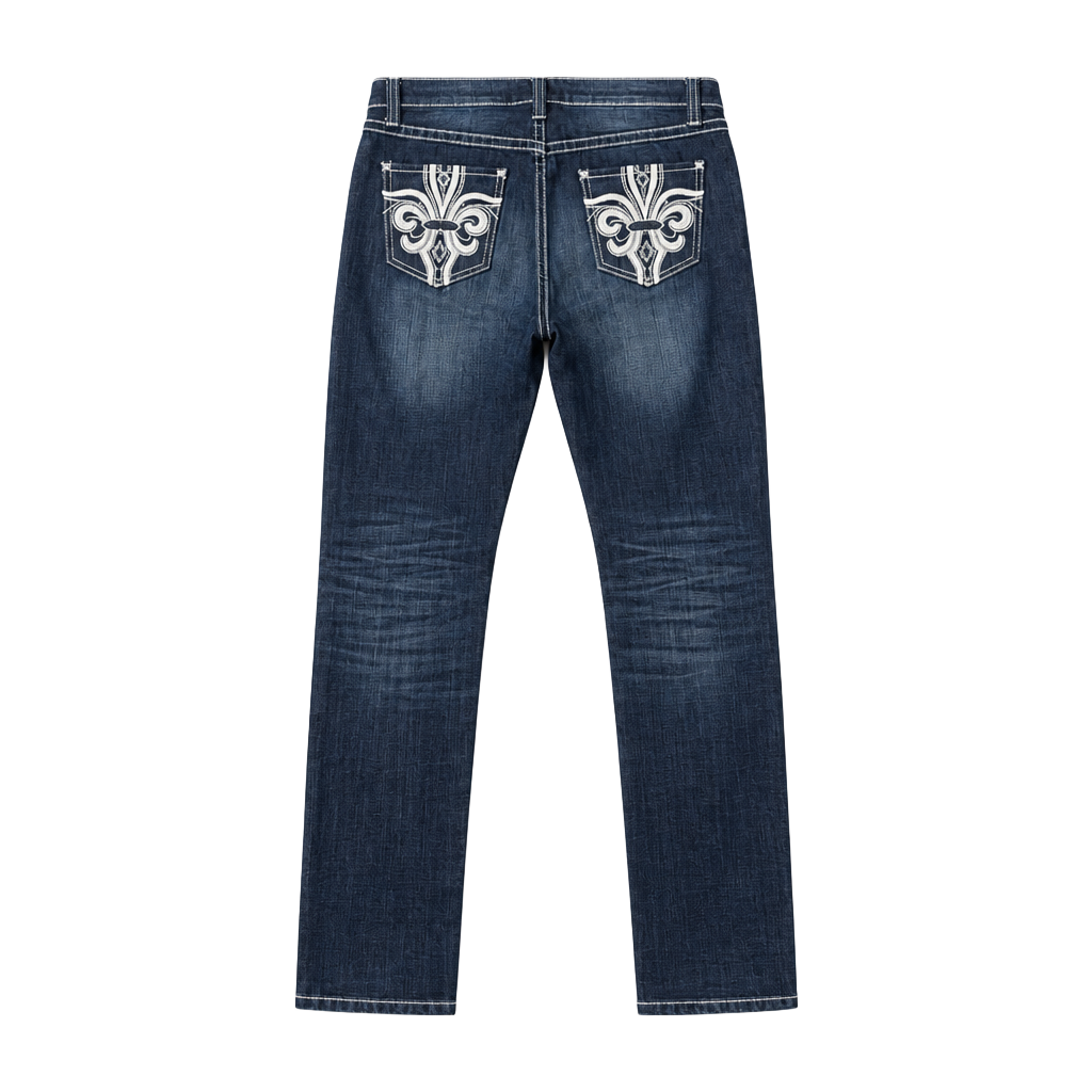 Revolution by Revolt Jeans Size 7 Dark Wash Embellished Flap Back Pockets 1