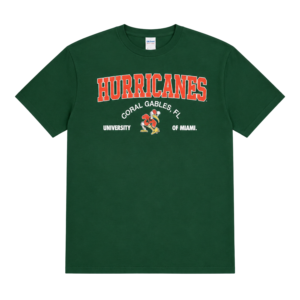 NWT University Of Miami Hurricanes T-Shirt Green Graphic College Tee 1