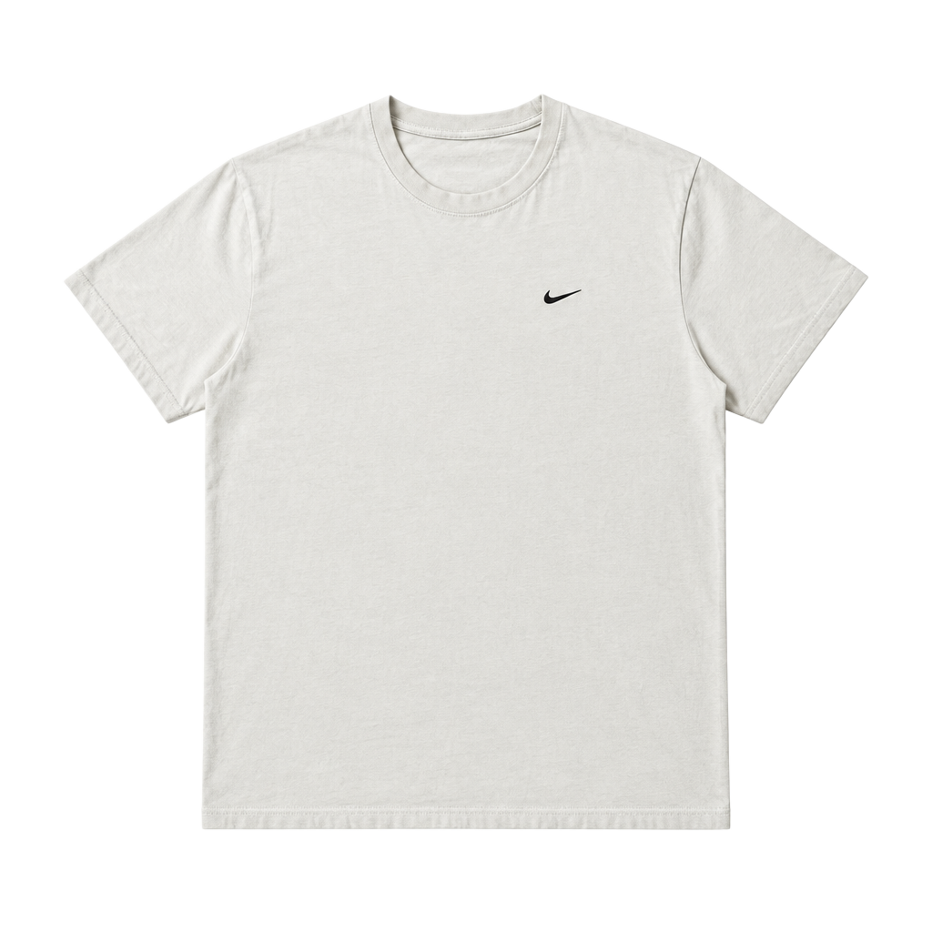Nike Minimalist Swoosh T-Shirt Size M Beige Embroidered Logo 1