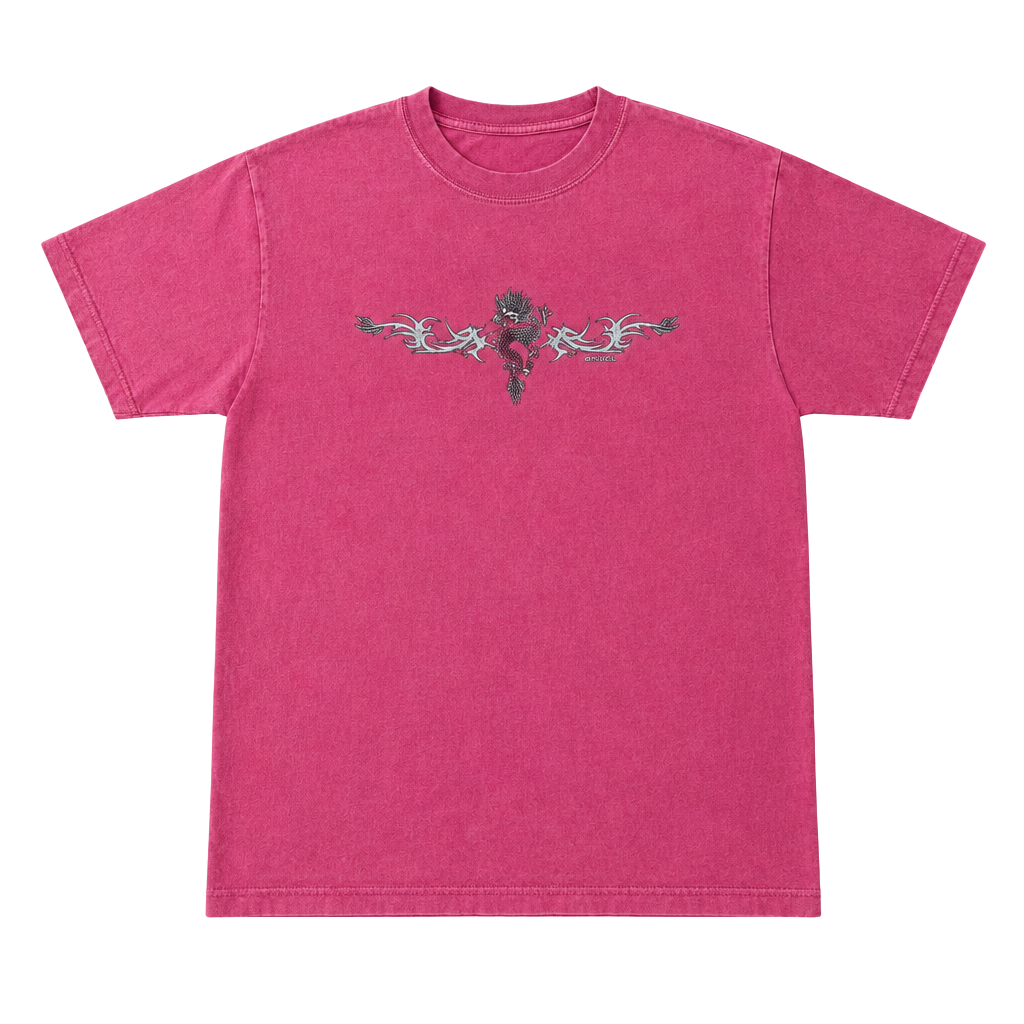 Gecko Hawaii Dragon T-Shirt Pink Tribal Graphic Short Sleeve 1
