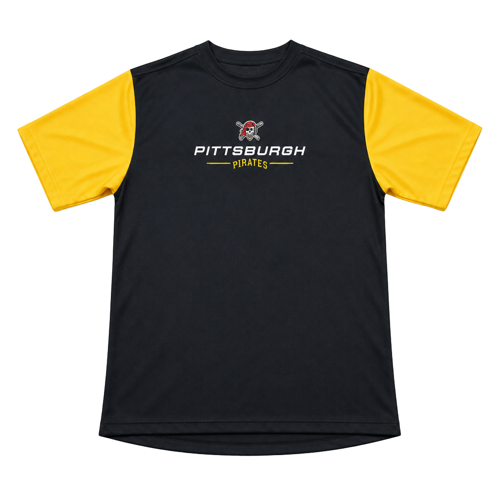 Pittsburgh Pirates T-Shirt Black Yellow Short Sleeve Athletic 1