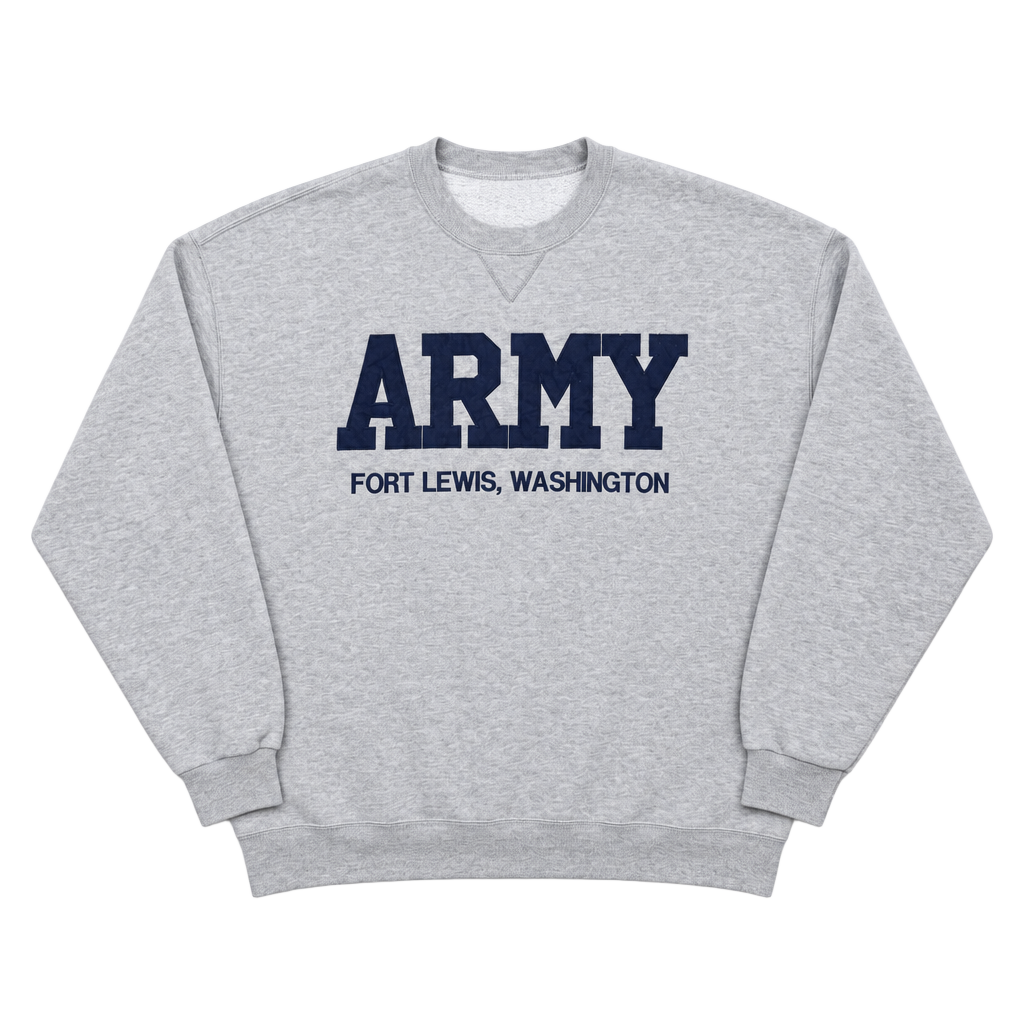 Vintage M.J. Soffe US Army Fort Lewis Washington Sweatshirt Size 2XL Grey 1