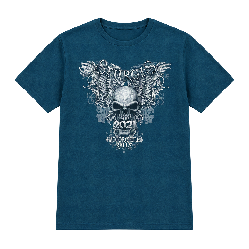 Biker Life USA Sturgis Motorcycle Rally 2021 Graphic T-Shirt Blue 1