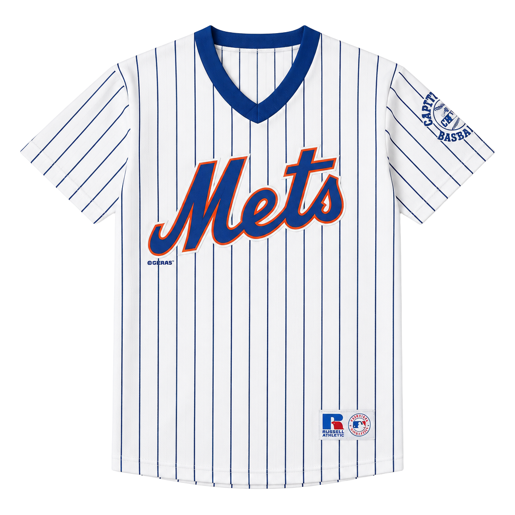 Russell Athletic New York Mets Pinstripe Baseball Jersey Size S White 1