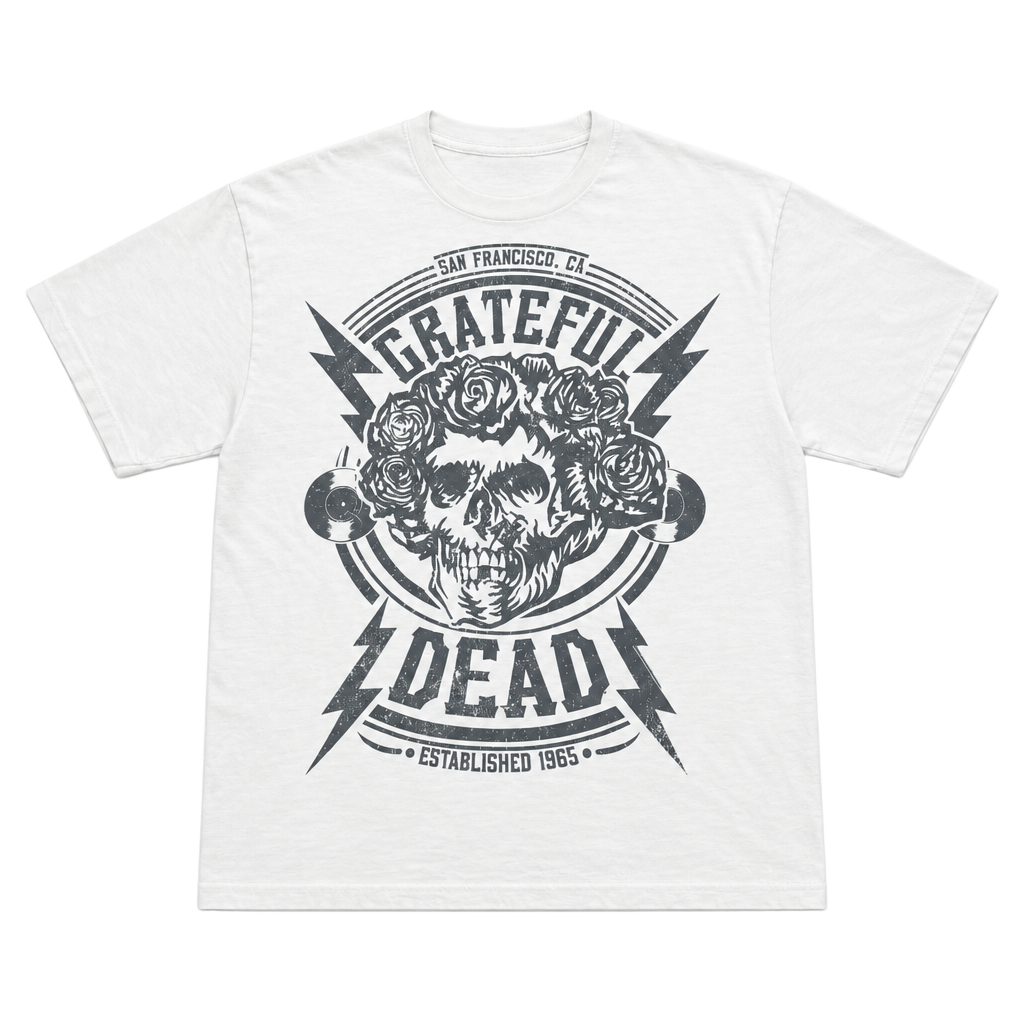 Zion Rootswear Grateful Dead T-Shirt Size L White Skull Roses 1