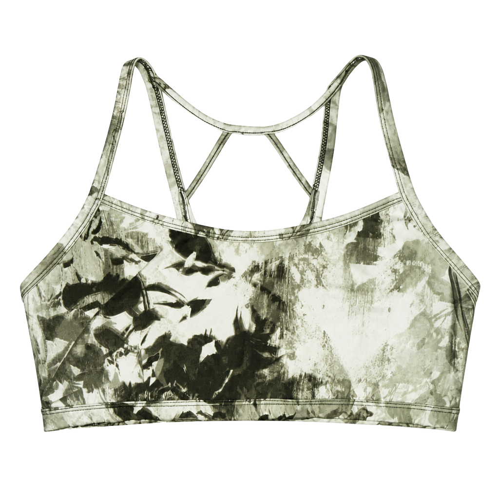 JoyLab Strappy Sports Bra Green Camo 1
