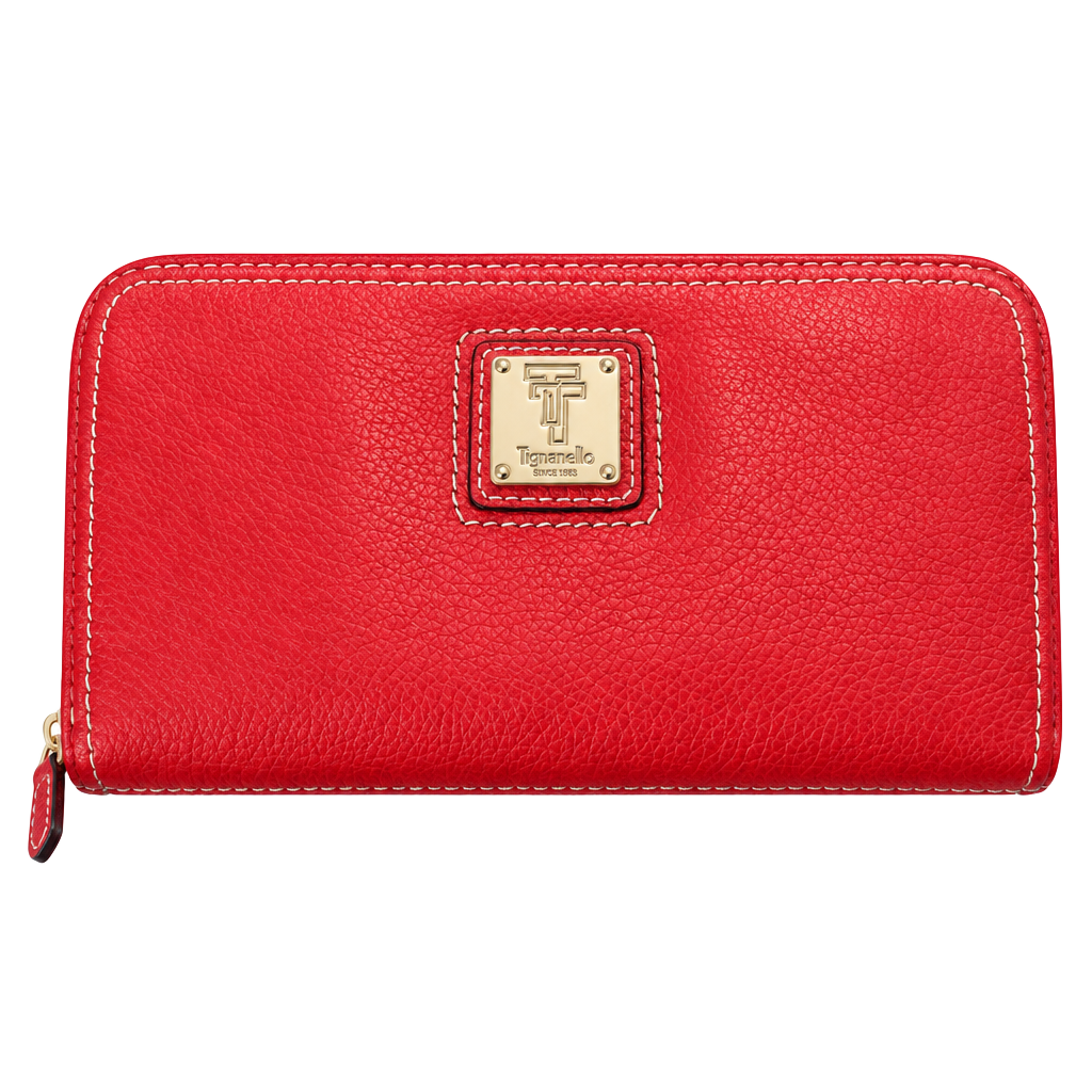 Tignanello Red Leather Zip Around Wallet 1