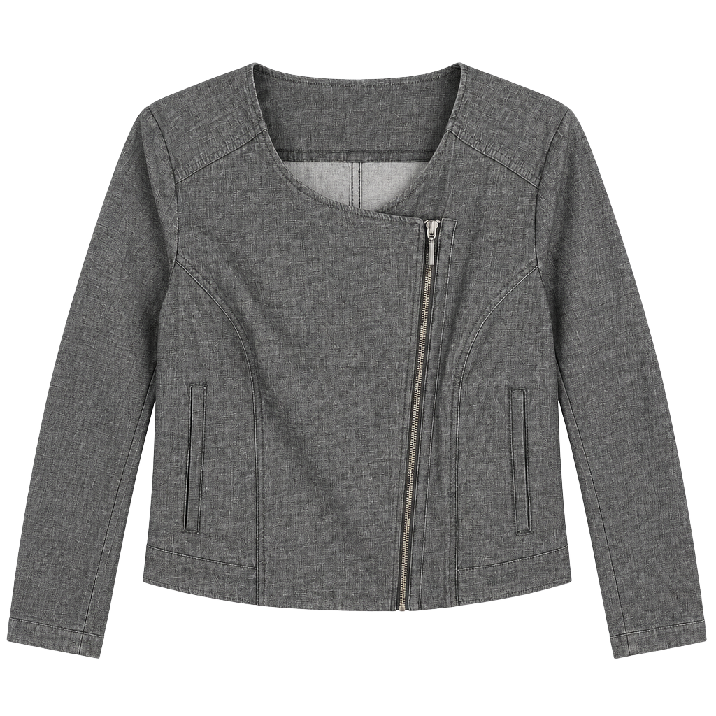 H By Halston Asymmetrical Zip Jacket Size 10 Gray 1
