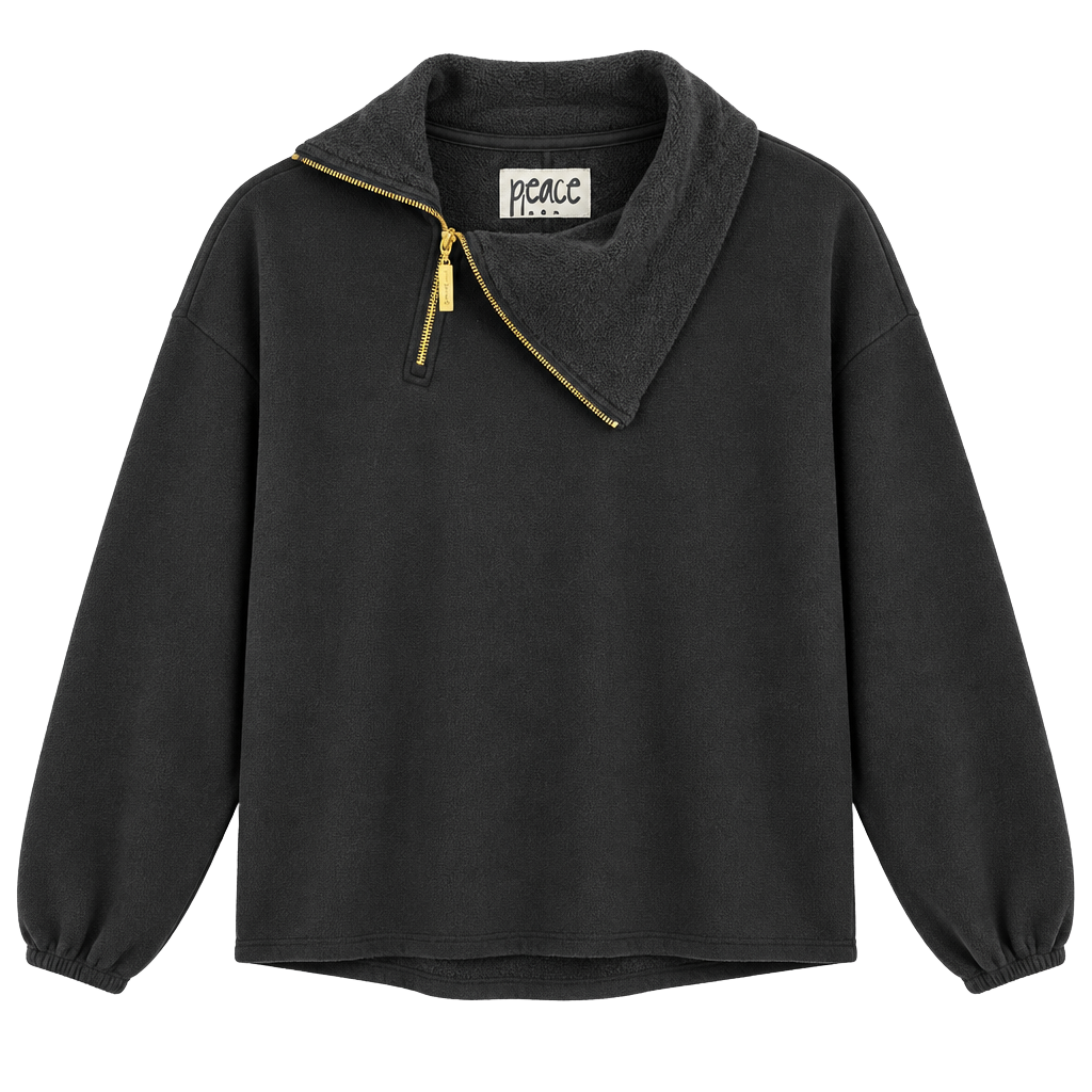 Peace Love World Quarter Zip Sweatshirt Size M Black 1