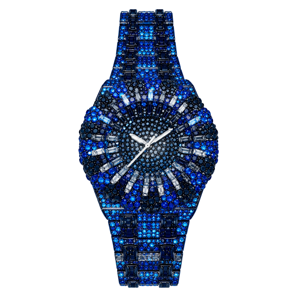 Wrist Watch Blue Iced Out Rhinestone 1