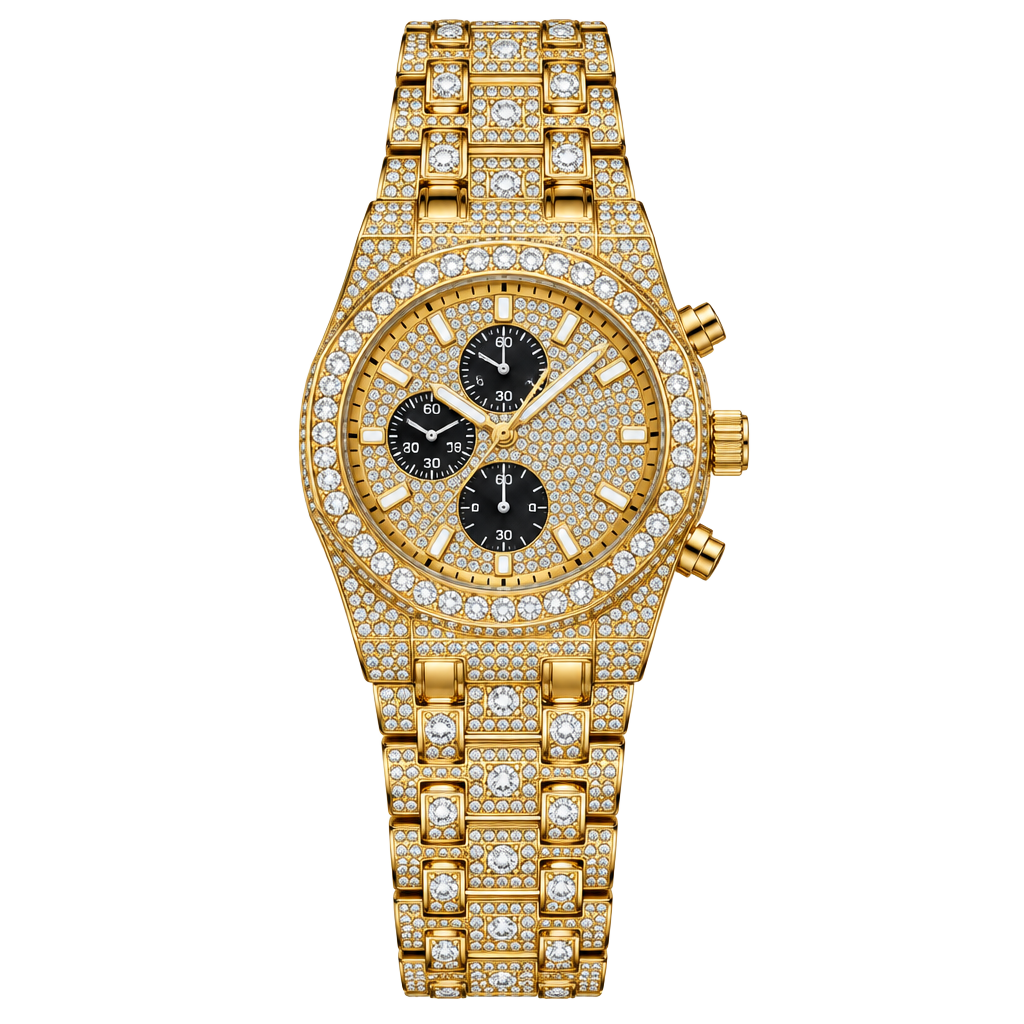 Ice Star Gold Iced Out Octagon Watch 1