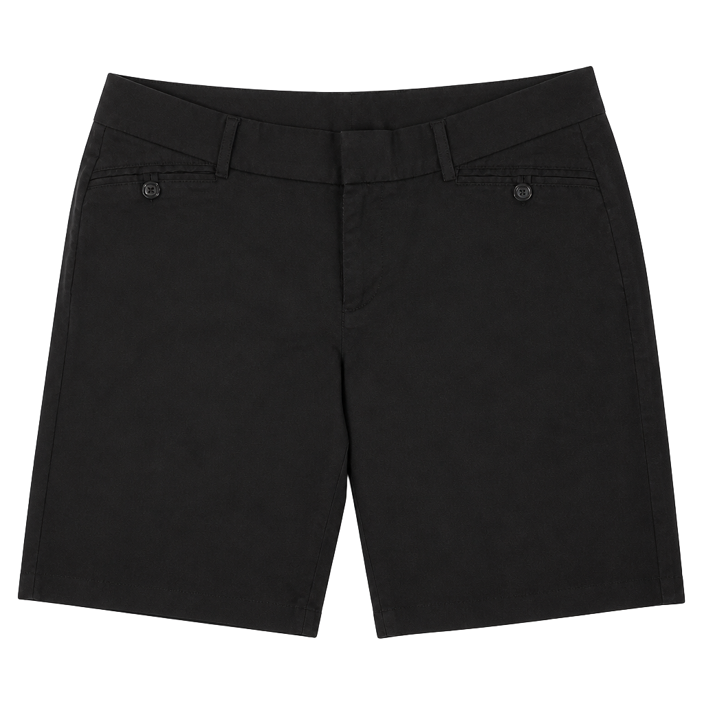 Flirtatious Black Women's Dress Shorts with Button Detail 1