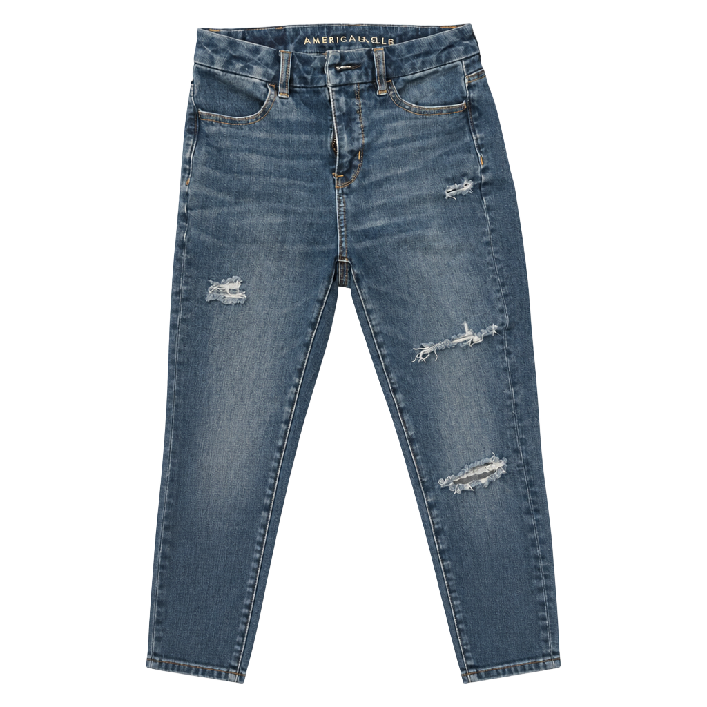 American Eagle High Rise Jegging Size 4 Short Distressed Front &Back Medium Wash 1