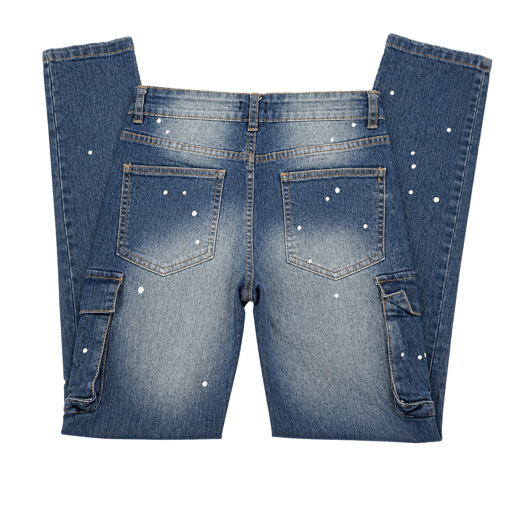 NOVAkids Fashion Nova Paint Splatter Cargo Denim Jeans size 14 1